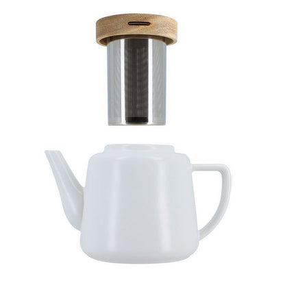 Theepot Pari wit porselein en houten deksel